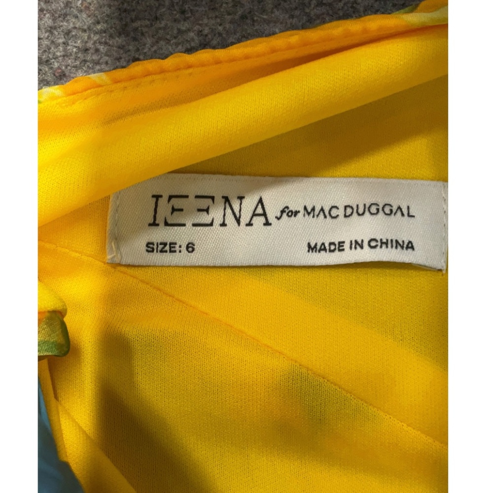 Size 6 Ieena for Mac Duggal Yellow Floral High Low Dress NWOT - Picture 4 of 4